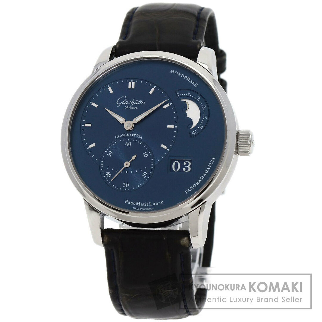 Glashutte Original(グラスヒュッテオリジナル)のGLASHUTTE ORIGINAL 1-90-02-46-32-30 パノマティックルナ ブルー 腕時計 SS 革 メンズ メンズの時計(腕時計(アナログ))の商品写真