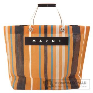 マルニ(Marni)のMARNI フラワーカフェ ストライプ ハンドバッグ ナイロン レディース(ハンドバッグ)