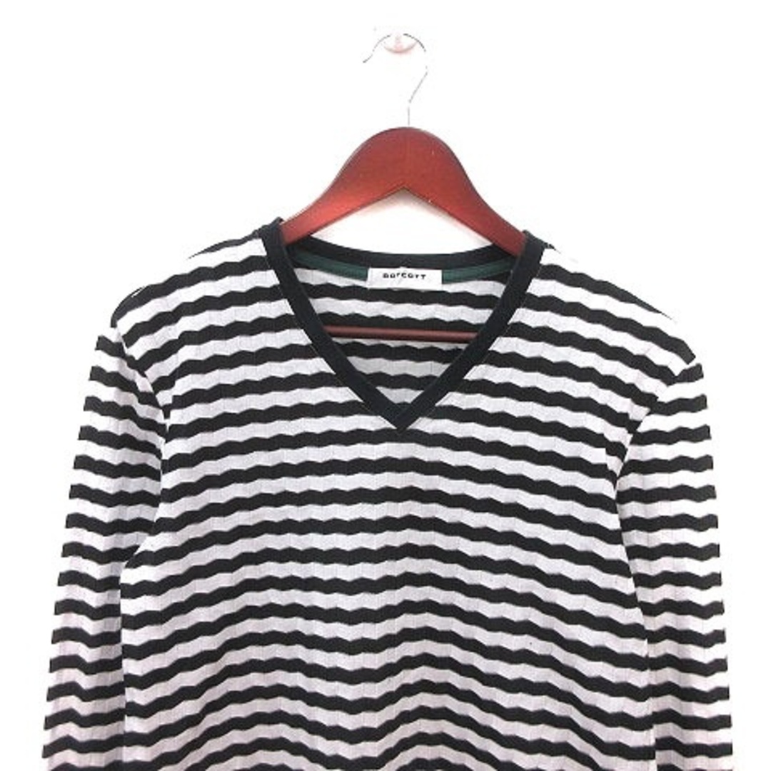 BOYCOTT(ボイコット)のボイコット Tシャツ カットソー Vネック ボーダー 長袖 3 黒 白 メンズのトップス(Tシャツ/カットソー(七分/長袖))の商品写真