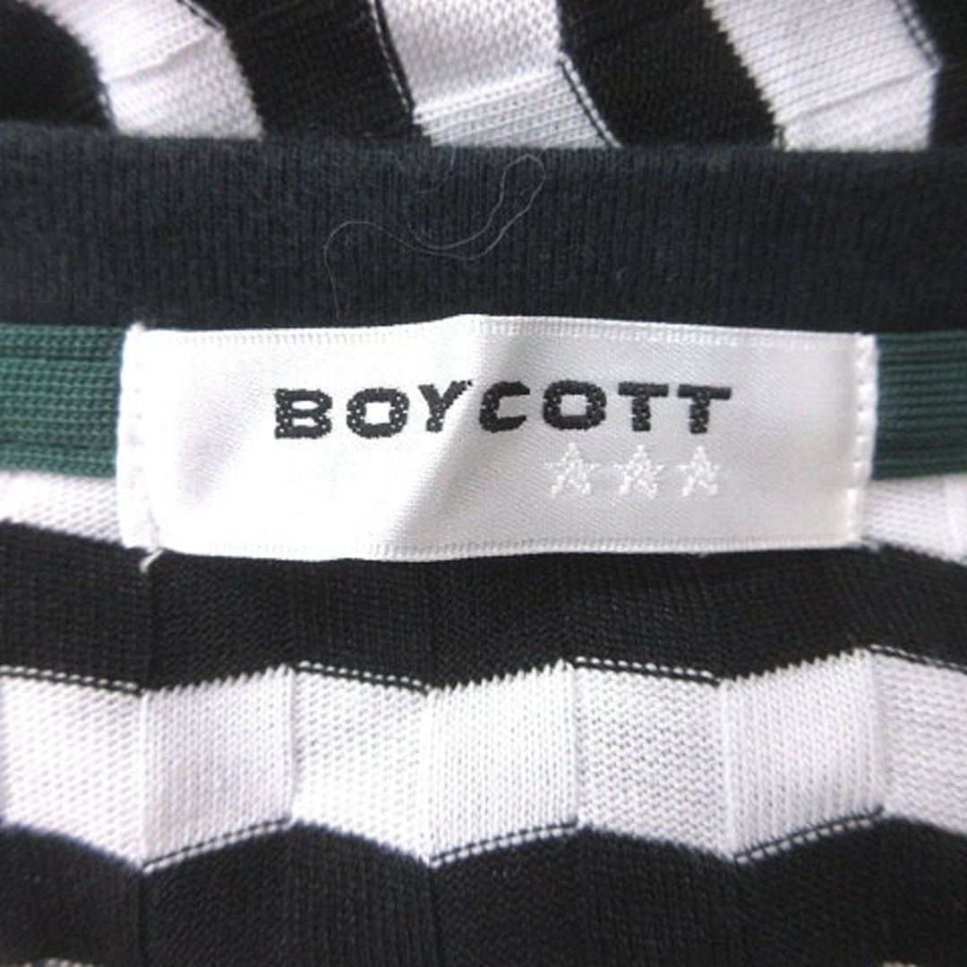 BOYCOTT(ボイコット)のボイコット Tシャツ カットソー Vネック ボーダー 長袖 3 黒 白 メンズのトップス(Tシャツ/カットソー(七分/長袖))の商品写真