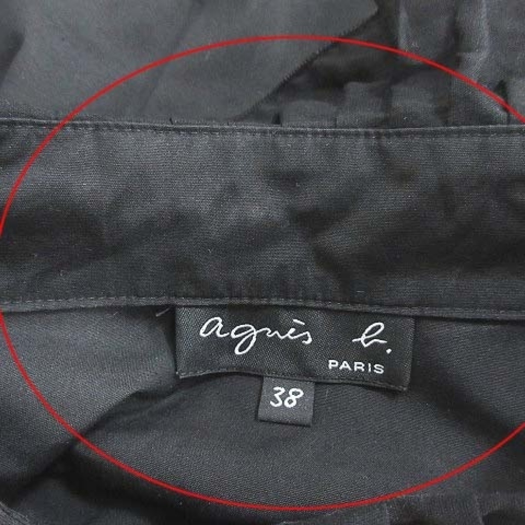 agnes b.(アニエスベー)のアニエスベー シャツワンピース ひざ丈 長袖 切替 フリル 38 黒 ■MO レディースのワンピース(ひざ丈ワンピース)の商品写真