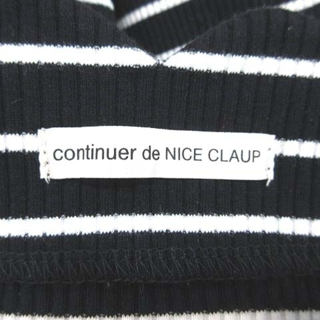 NICE CLAUP(ナイスクラップ)のナイスクラップ カットソー 長袖 リブニット ボートネック F 黒 ■MO レディースのトップス(カットソー(長袖/七分))の商品写真