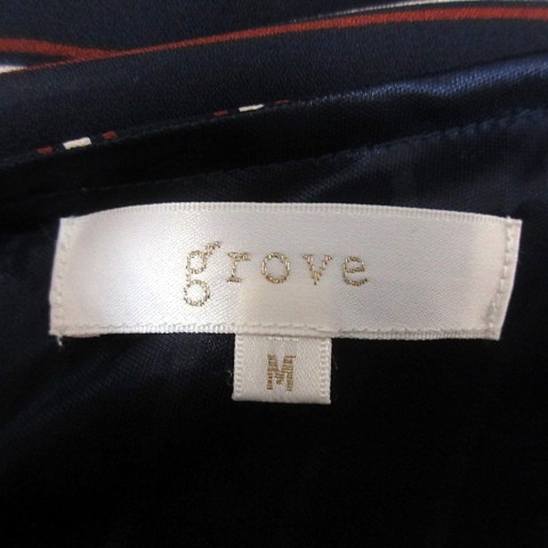 grove(グローブ)のグローブ grove ワンピース Aライン ロング 長袖 ストライプ M 紺  レディースのワンピース(ロングワンピース/マキシワンピース)の商品写真