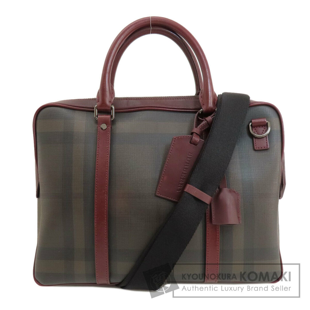 BURBERRY(バーバリー)のBURBERRY チェック柄 2WAY ハンドバッグ PVC レザー レディース レディースのバッグ(ハンドバッグ)の商品写真