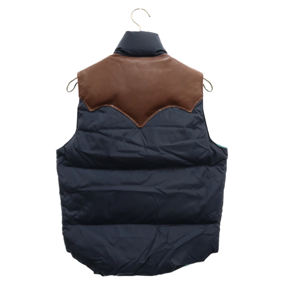 ROCKY MOUNTAIN ロッキーマウンテン DOWN VEST レザー切替 スナップボタン ダウンベスト 450‐472‐01 ブルー/ブラウン メンズのジャケット/アウター(ダウンベスト)の商品写真