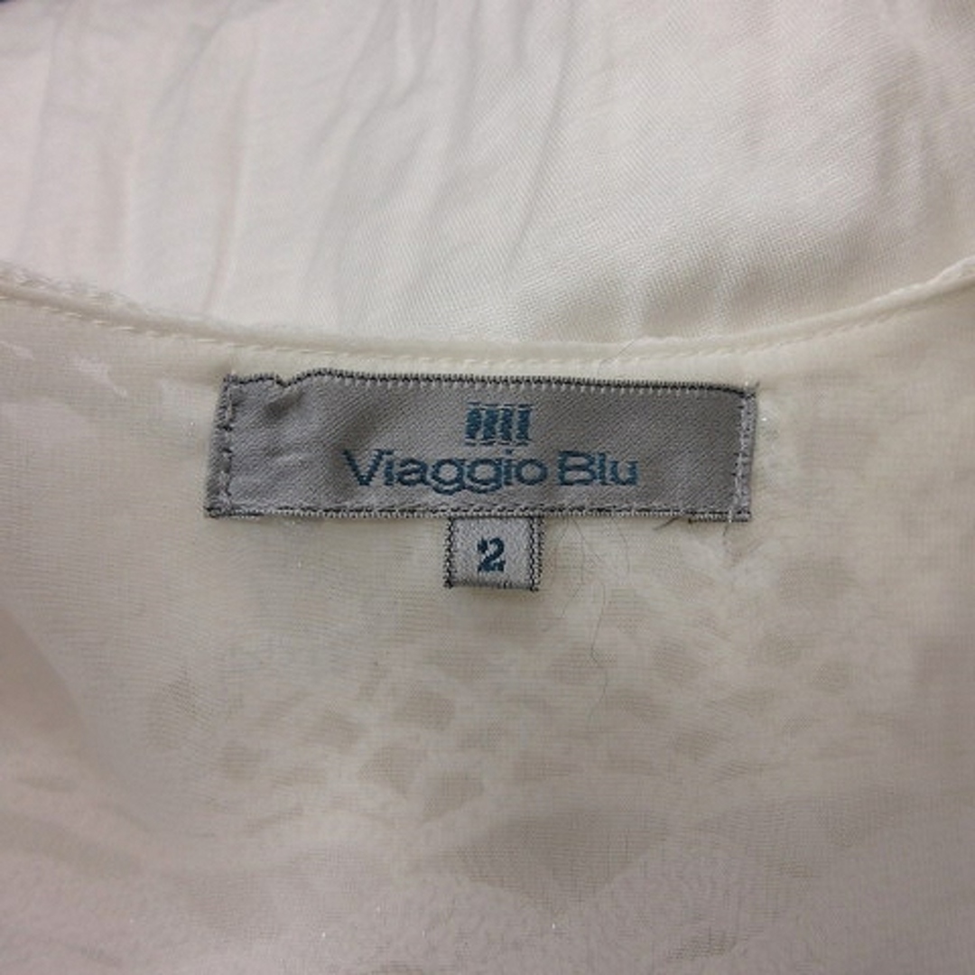 VIAGGIO BLU(ビアッジョブルー)のビアッジョブルー カットソー ノースリーブ 切替 透かし編み かぎ編み 2 白  レディースのトップス(カットソー(半袖/袖なし))の商品写真