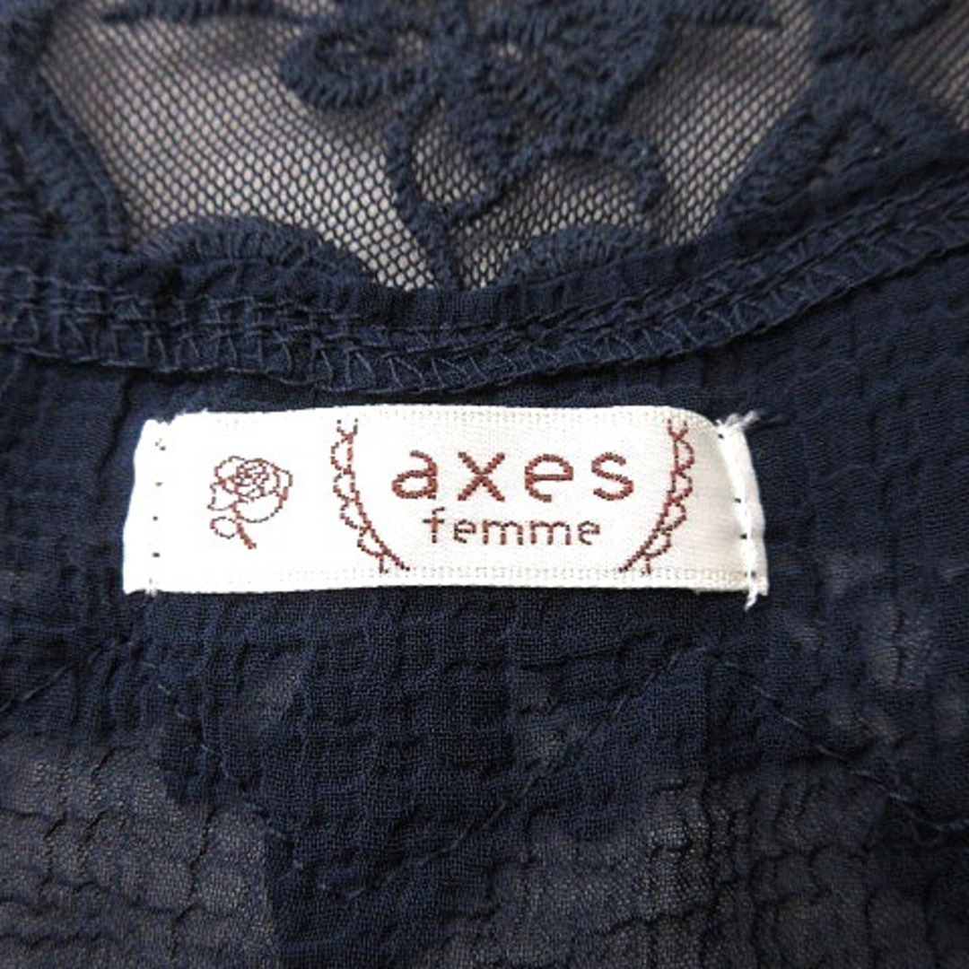 axes femme(アクシーズファム)のアクシーズファム カーディガン ロング レース 七分袖 切替 シアー M 紺 レディースのトップス(カーディガン)の商品写真