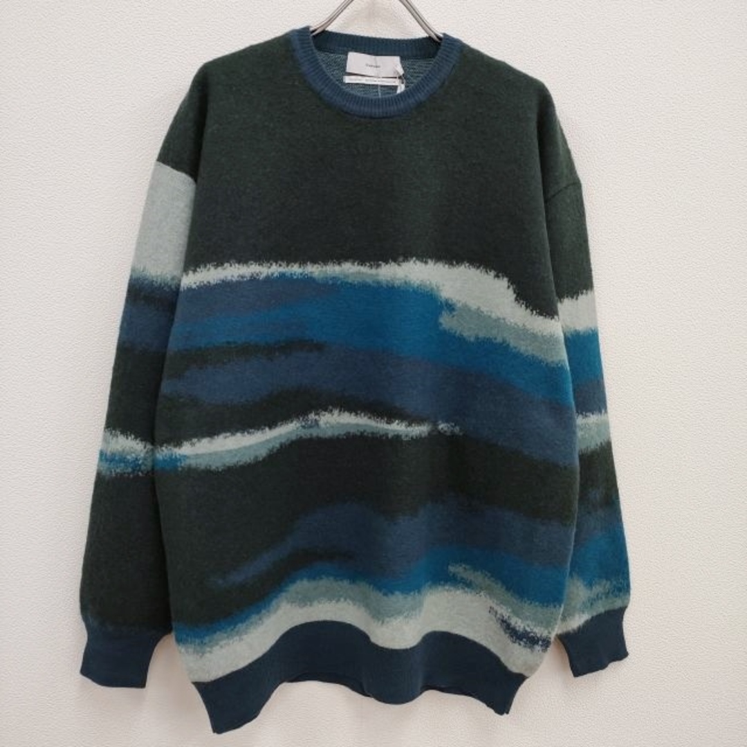 Graphpaper(グラフペーパー)のGraphpaper 新品 Jacquard Crew Neck Knit GU233-80281 定価41800円 サイズ2 ニット グリーン ブルー メンズ グラフペーパー【中古】4-0314T♪# メンズのトップス(ニット/セーター)の商品写真