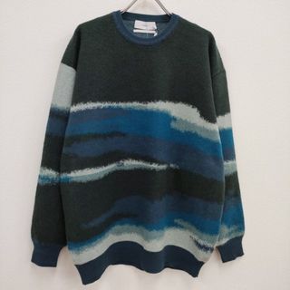 Graphpaper - Graphpaper 新品 Jacquard Crew Neck Knit GU233-80281 定価41800円 サイズ2 ニット グリーン ブルー メンズ グラフペーパー【中古】4-0314T♪#