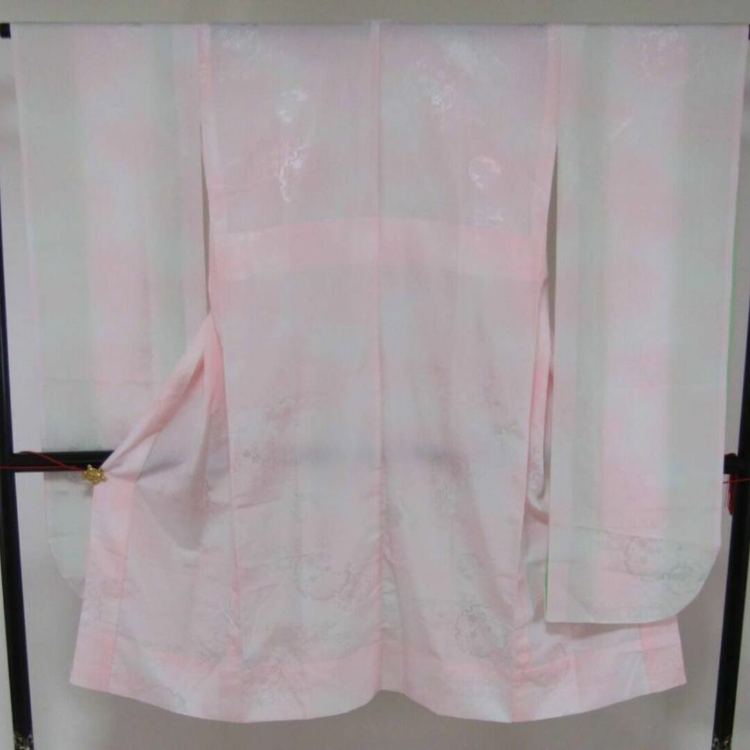 Ｓお仕立て上がりテトロン振袖用長襦袢　ピンク地に雪輪、花柄 レディースの水着/浴衣(着物)の商品写真