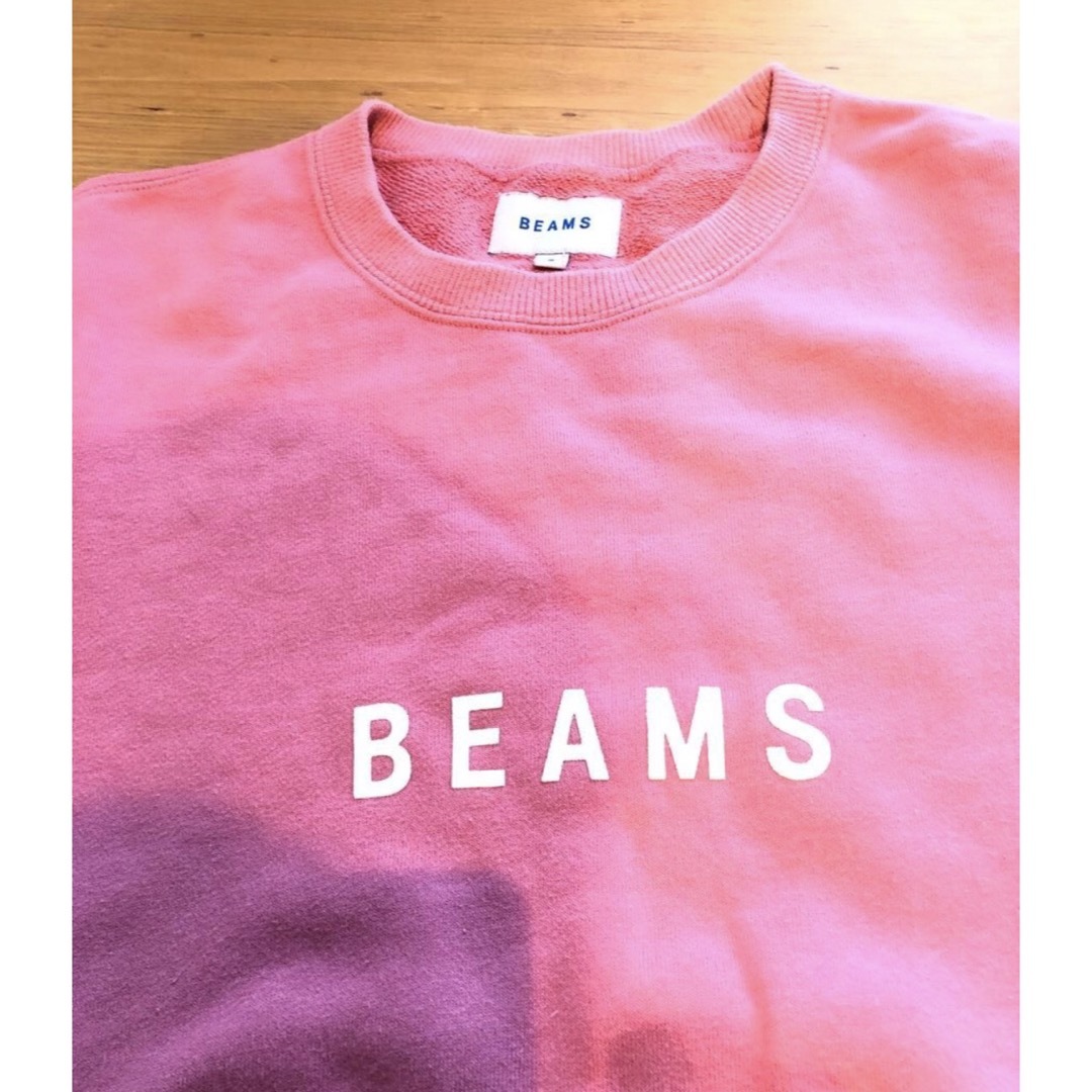 ビームス BEAMS  スウェット トレーナー クルーネック ロゴ　ピンク　 メンズのトップス(スウェット)の商品写真