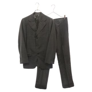 エルメネジルドゼニア(Ermenegildo Zegna)のErmenegildo Zegna エルメネジルドゼニア ノッチドラペル ストライプ 3B テーラードジャケット センタープレス テーパードスラックスパンツ スーツ セットアップ グレー/ブラウン(セットアップ)