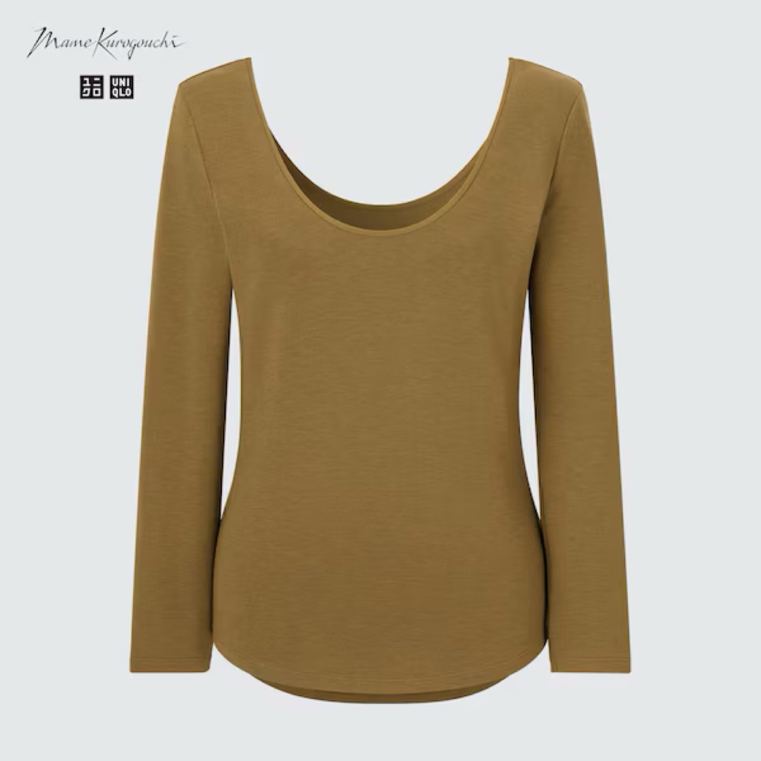 UNIQLO(ユニクロ)の【2枚】新品　ユニクロ　マメ　ヒートテックバレエネックT（シルクブレンド）XL レディースのトップス(Tシャツ(長袖/七分))の商品写真