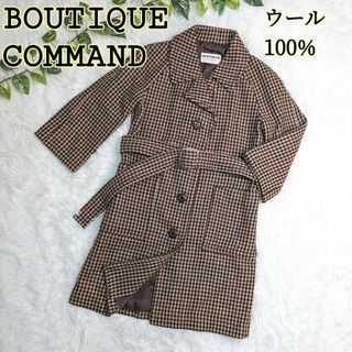 BOUTIQUE COMMAND レトロ 千鳥格子 ラグラン ロングコート 古着(モッズコート)