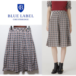 ブルーレーベルクレストブリッジ(BLUE LABEL CRESTBRIDGE)の《ブルーレーベル》新品 チェック フレアスカート 38(W67~70cm)(ひざ丈スカート)