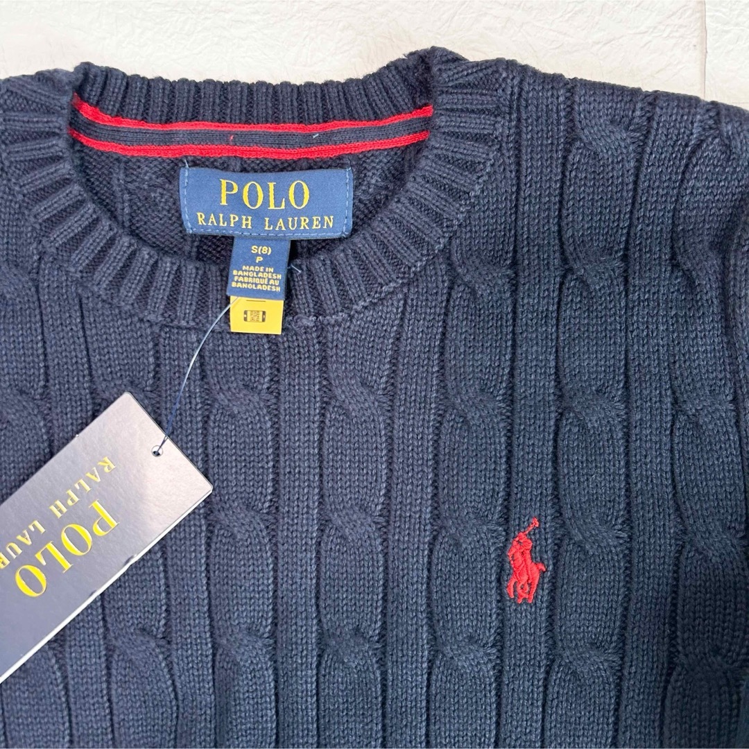 POLO RALPH LAUREN(ポロラルフローレン)のラルフローレン ボーイズ ケーブルニット ネイビー  S/140 キッズ/ベビー/マタニティのキッズ服男の子用(90cm~)(ニット)の商品写真