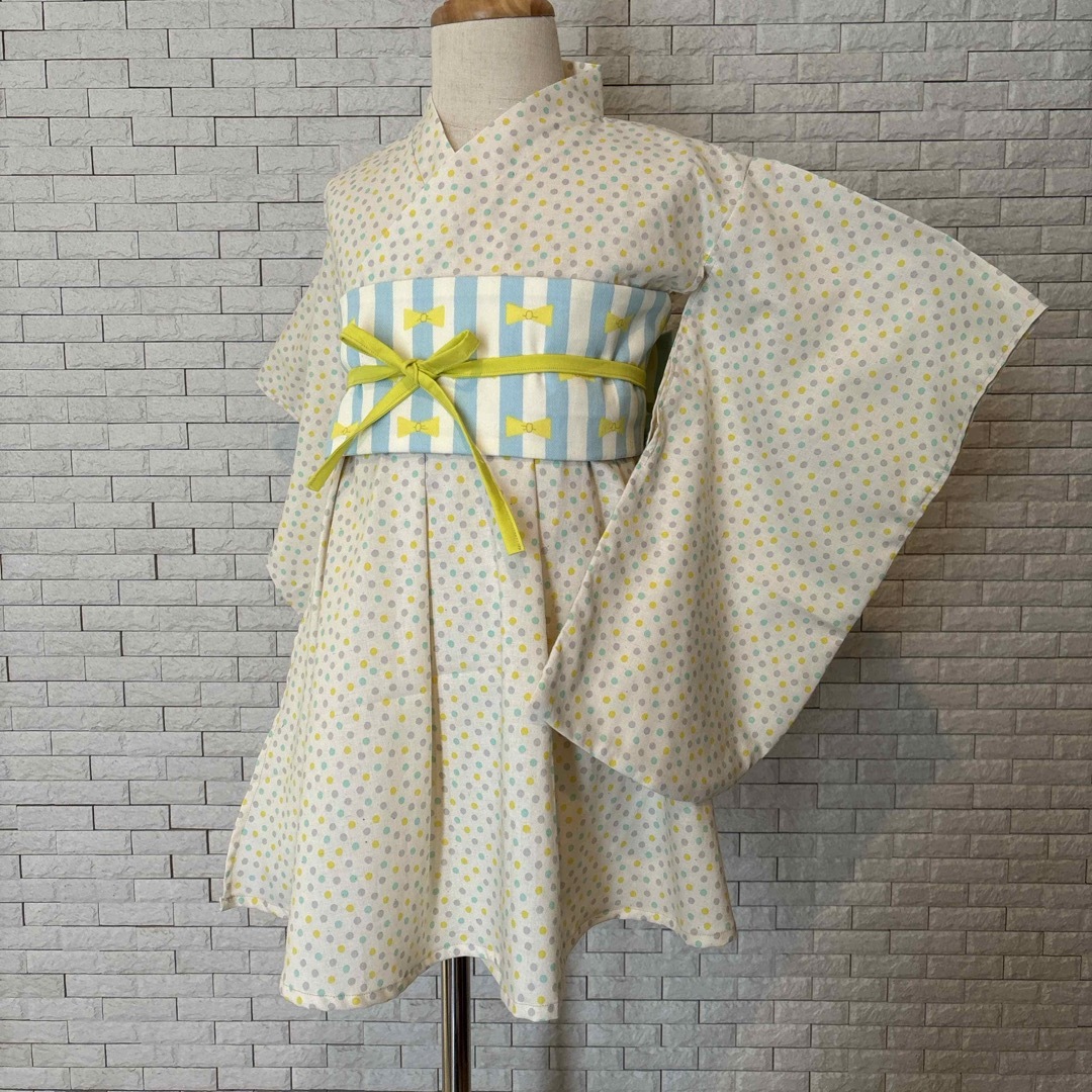 ハンドメイド　ふれあ浴衣　110   #14 キッズ/ベビー/マタニティのキッズ服女の子用(90cm~)(甚平/浴衣)の商品写真