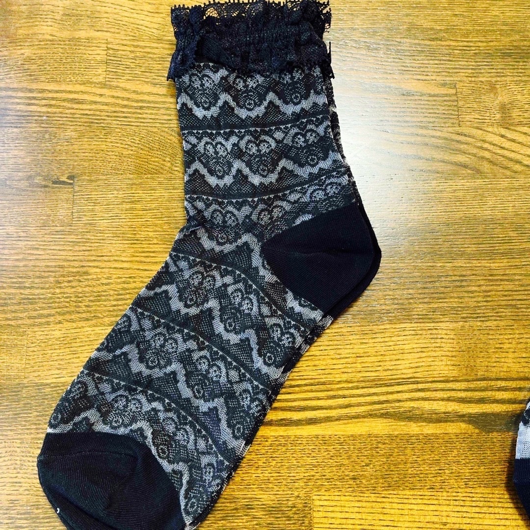 靴下　シースルー　ブラック　3足セット レディースのレッグウェア(ソックス)の商品写真