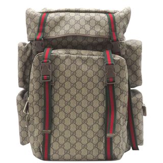 グッチ(Gucci)のグッチ GUCCI リュック・デイパック GGスプリーム バックパック GGスプリームキャンバス レザー ベージュ シルバー金具 茶 ベージュ  761561 【保存袋】【中古】(バッグパック/リュック)