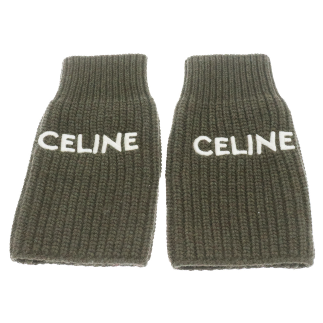 celine(セリーヌ)のCELINE セリーヌ 22AW ロゴ刺繍 アームウォーマー グローブ カーキ メンズのアクセサリー(その他)の商品写真