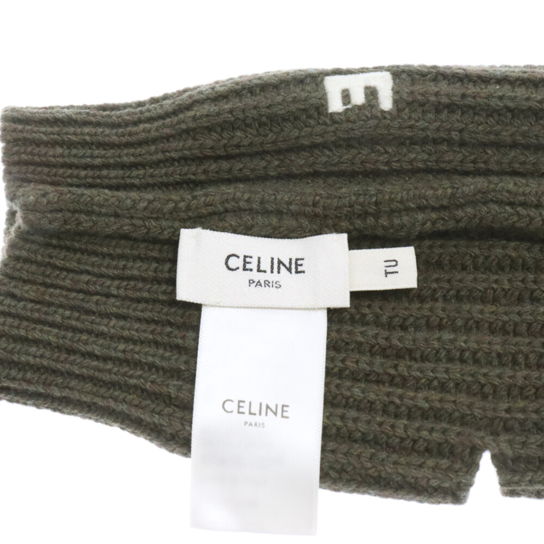 celine(セリーヌ)のCELINE セリーヌ 22AW ロゴ刺繍 アームウォーマー グローブ カーキ メンズのアクセサリー(その他)の商品写真