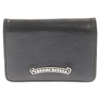 クロムハーツ(Chrome Hearts)のCHROME HEARTS クロムハーツ SCROLL LOGO CARD CASE/カードケース レザーカードケース ブラック(名刺入れ/定期入れ)