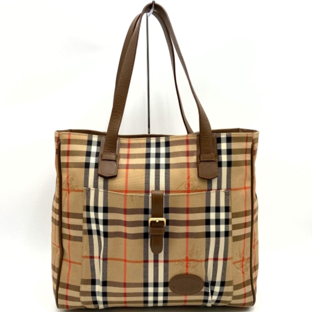 BURBERRY(バーバリー)の【美品】Burberrys バーバリーズ トートバッグ 肩掛けバッグ ノバチェック キャンバス レザー ブラウン 茶 メンズ レディース USED 【中古】 レディースのバッグ(トートバッグ)の商品写真