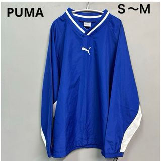 PUMA プーマ ナイロン　パーカー　スポーツウェア　ブルー　Ｖネック　トップス