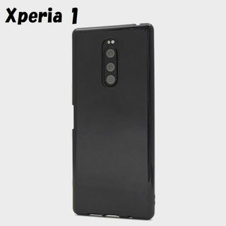 エクスペリア(Xperia)のXperia 1：光沢感のある 背面カバー ソフト ケース★ブラック 黒(Androidケース)