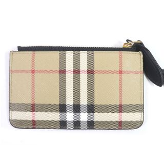 未使用品□BURBERRY バーバリー 8058472 レザー ノバチェック チェーン付き 小銭入れ コインケース アーカイブベージュ ブラック 保存袋付き メンズ