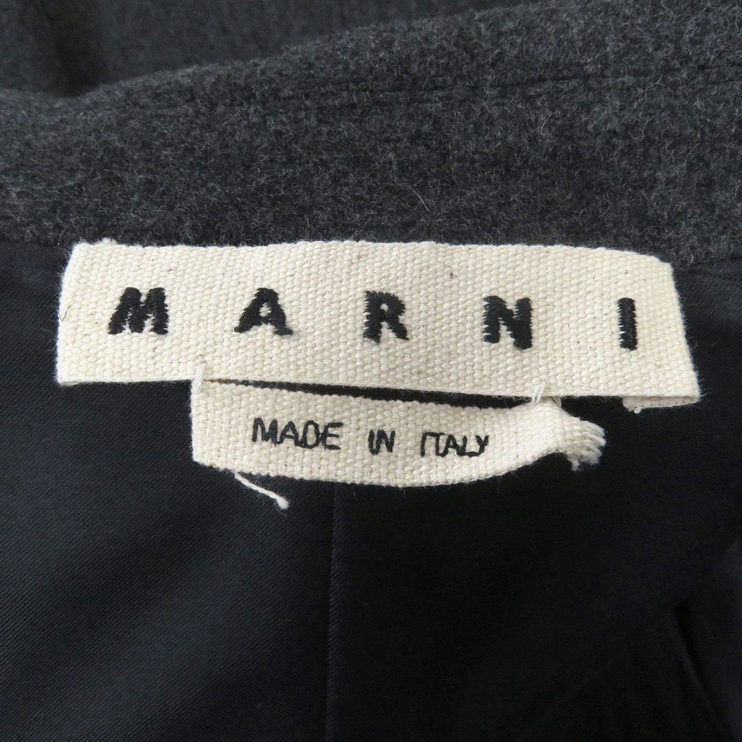 Marni(マルニ)の極美品□MARNI マルニ ウール 切替デザイン レザー使い ムートンコート ステンカラーコート グレー ブラック 44 ハンガー・ガーメント付き イタリア製 正規品 メンズ メンズのジャケット/アウター(ステンカラーコート)の商品写真