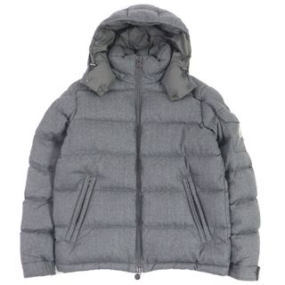 モンクレール(MONCLER)の極美品□MONCLER モンクレール 19-20AW MONTGENEVRE ウール ロゴワッペン WZIP フーデッド ダウンジャケット グレー 3 ハンガー・ガーメント付き 正規品 メンズ(ダウンジャケット)