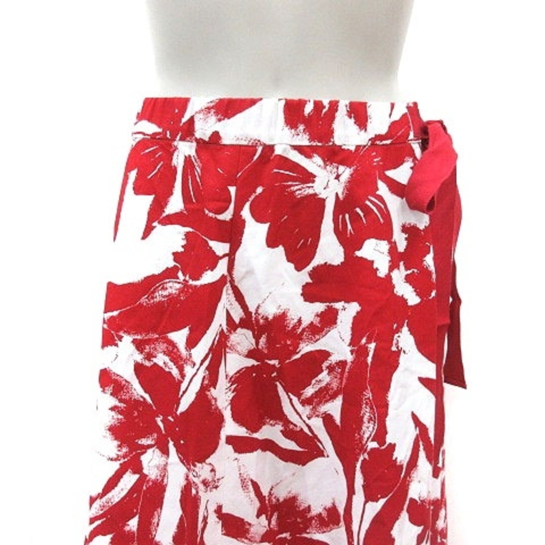 デュアルヴュー フレアスカート ロング 花柄 40 赤 レッド 白 ホワイト レディースのスカート(ロングスカート)の商品写真