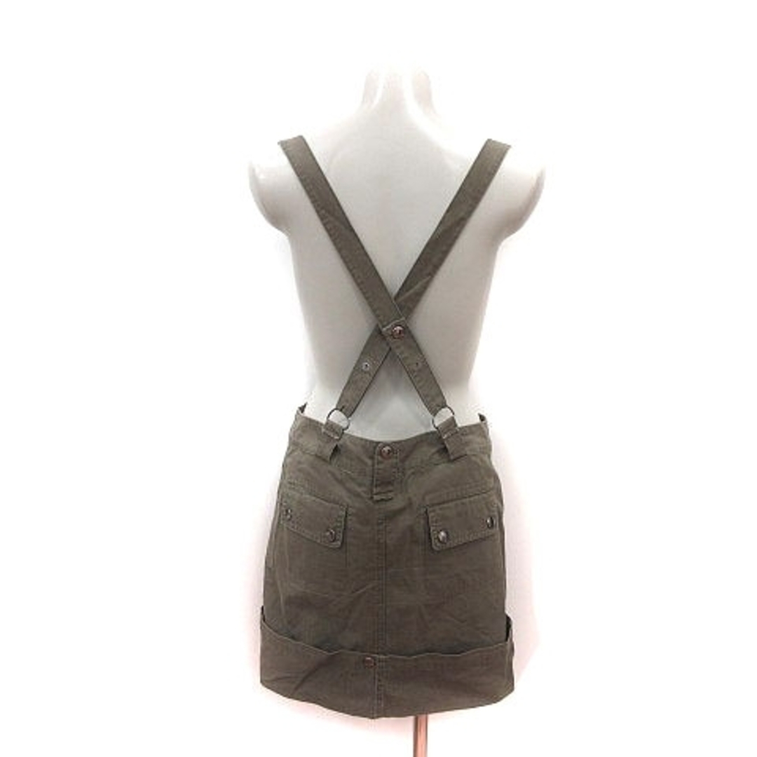 DEUXIEME CLASSE(ドゥーズィエムクラス)のドゥーズィエムクラス 台形スカート ミニ デニム サスペンダー 36 カーキ レディースのスカート(ミニスカート)の商品写真