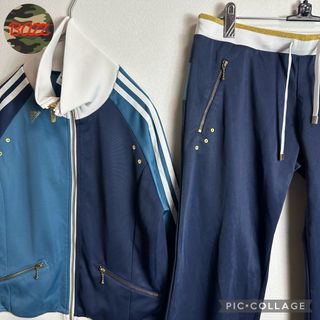 adidas - ☆アディダス　ジャージ上下セットアップ　00s 希少デザイン　人気デザイン　紺青