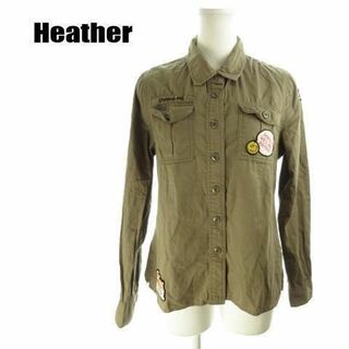 ヘザー(heather)のヘザー 長袖シャツ ワッペン 刺繍 F カーキ 210821MN13A(シャツ/ブラウス(長袖/七分))