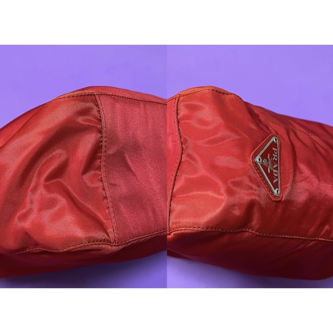 PRADA(プラダ)の美品　PRADA プラダ　三角ロゴ　ナイロントート　A4 大容量　赤　レッド レディースのバッグ(トートバッグ)の商品写真