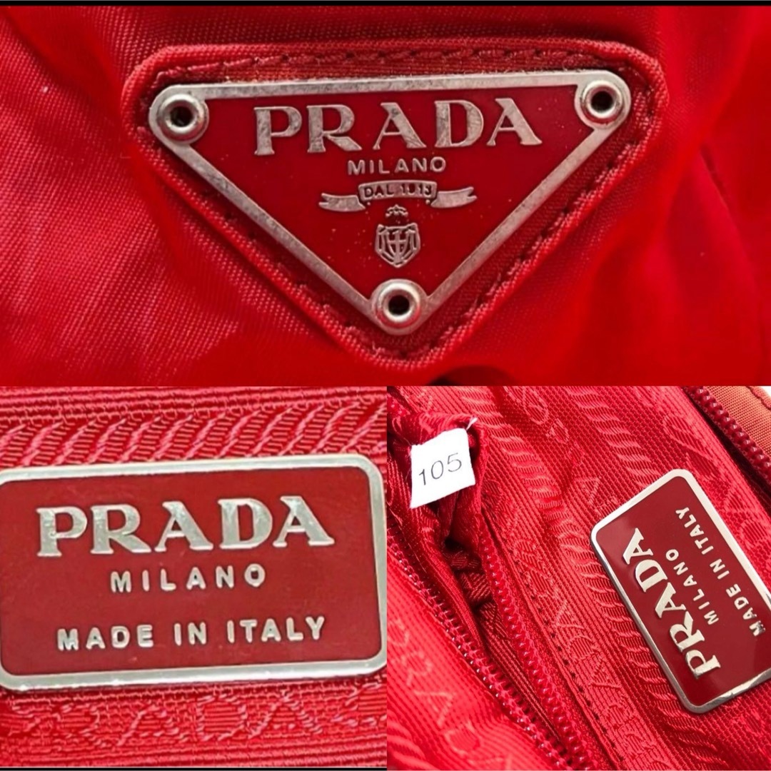 PRADA(プラダ)の美品　PRADA プラダ　三角ロゴ　ナイロントート　A4 大容量　赤　レッド レディースのバッグ(トートバッグ)の商品写真