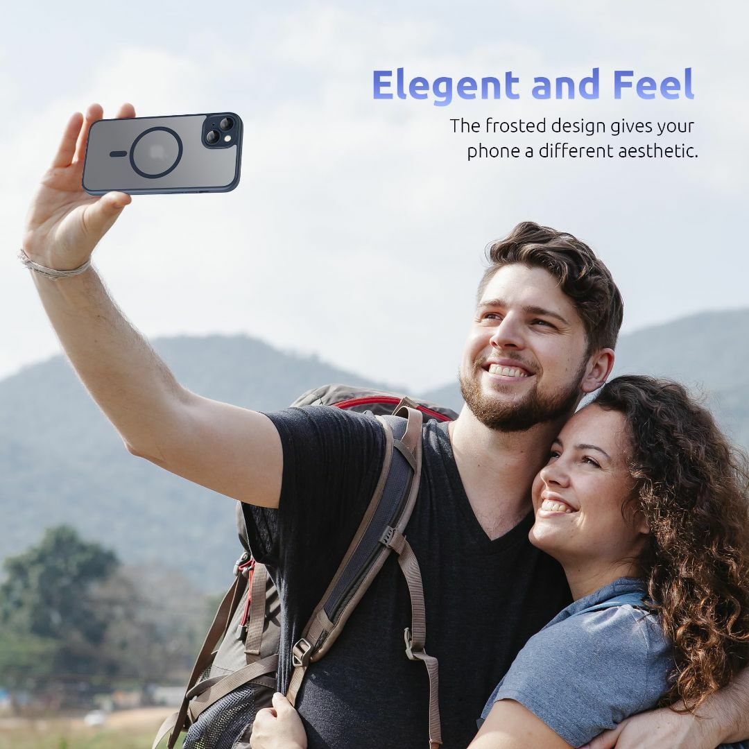 【色: ブルー】SURPHY iPhone15用ケース 半透明 MagSafe対 スマホ/家電/カメラのスマホアクセサリー(その他)の商品写真