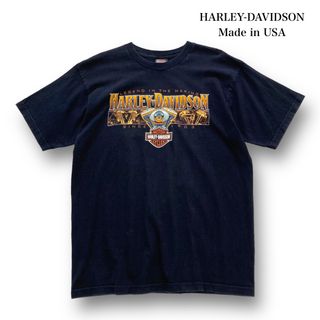 ハーレーダビッドソン(Harley Davidson)の【HARLEY】ハーレーダビットソン USA製 ブラックTシャツ 半袖古着 黒(Tシャツ/カットソー(半袖/袖なし))