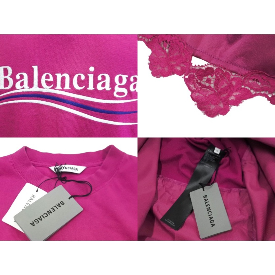 Balenciaga(バレンシアガ)の新品末使用 BALENCIAGA バレンシアガ キャンペーンロゴ Tシャツ レース ドレス ワンピース コットン パープル S 中古 61532 レディースのワンピース(その他)の商品写真