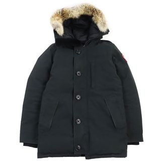 カナダグース(CANADA GOOSE)の良品●CANADA GOOSE カナダグース 3438JM JASPER ジャスパー ファー ロゴワッペン付き フーデッド ダウンジャケット ブラック S カナダ製 正規品 メンズ(ダウンジャケット)