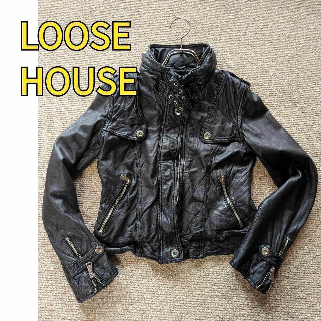 ROSE BUD(ローズバッド)のLOOSE HOUSE ルースハウス レザー ライダースジャケット ラムレザー レディースのジャケット/アウター(ライダースジャケット)の商品写真