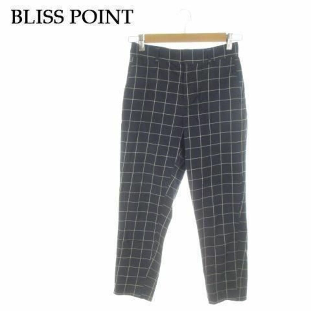 BLISS POINT(ブリスポイント)のブリスポイント アンクルパンツ チェック M 紺 210925MN7A レディースのパンツ(カジュアルパンツ)の商品写真