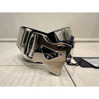 プラダ(PRADA)のPrada ブラッシュドレザーベルト　シルバー(ベルト)