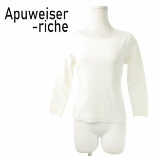 アプワイザーリッシェ(Apuweiser-riche)のアプワイザーリッシェ ニット 九分袖 リボン 1 白 230907MN5R(ニット/セーター)