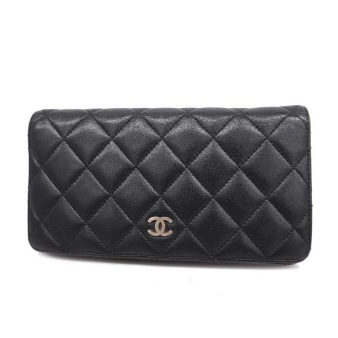 CHANEL(シャネル)の【4ge4348】シャネル 長財布/マトラッセ/ラムスキン/ブラック/シルバー金具 【中古】 レディース レディースのファッション小物(財布)の商品写真