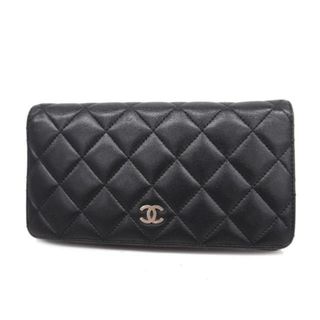 シャネル(CHANEL)の【4ge4348】シャネル 長財布/マトラッセ/ラムスキン/ブラック/シルバー金具 【中古】 レディース(財布)