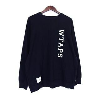 ダブルタップス(W)taps)のダブルタップス WTAPS ■ 23SS 【 Design 01 Sweater Cotton College Navy 231ATDT CSM02 】 フロント カレッジ ロゴ デザイン 01 コットン クルーネック スウェット トレーナー n5204(スウェット)