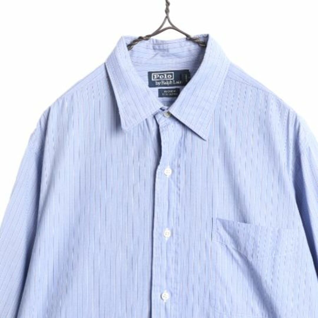 Ralph Lauren(ラルフローレン)の90s ポロ ラルフローレン ストライプ 長袖 シャツ メンズ L / 古着 90年代 オールド コットン 長袖シャツ ポケット付き ポニー無し Yシャツ メンズのトップス(シャツ)の商品写真